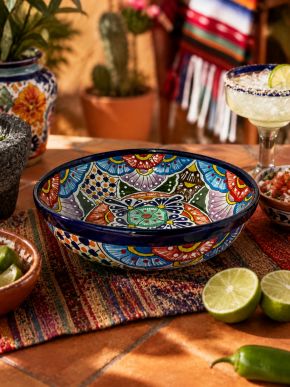 Talavera Hand-Painted Mexican Ceramic Salad Bowl