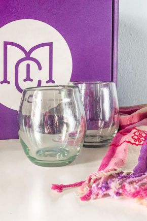 Hand Blown Wine Glasses Set 2 