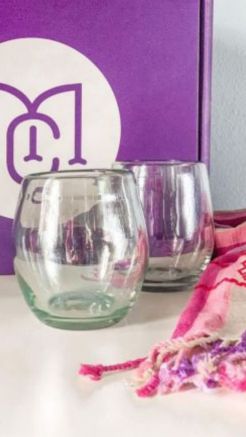 Hand Blown Wine Glasses Set 2 