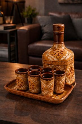 Talavera Tequila Decanter & Shot Glasses