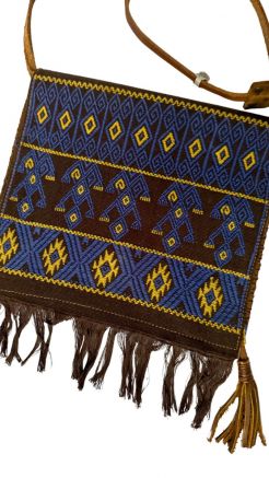 Textile Accent Leather CrossBody Purse