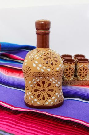 High-Temperature Talavera Tequila Decanter & Shot Glasses