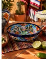 Talavera Hand-Painted Mexican Ceramic Salad Bowl