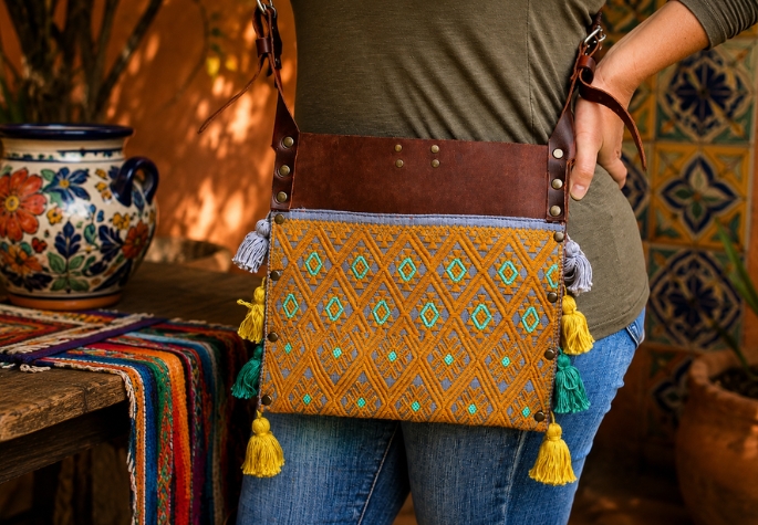 Textile Accent Leather Shoulder Purse Experience Photo